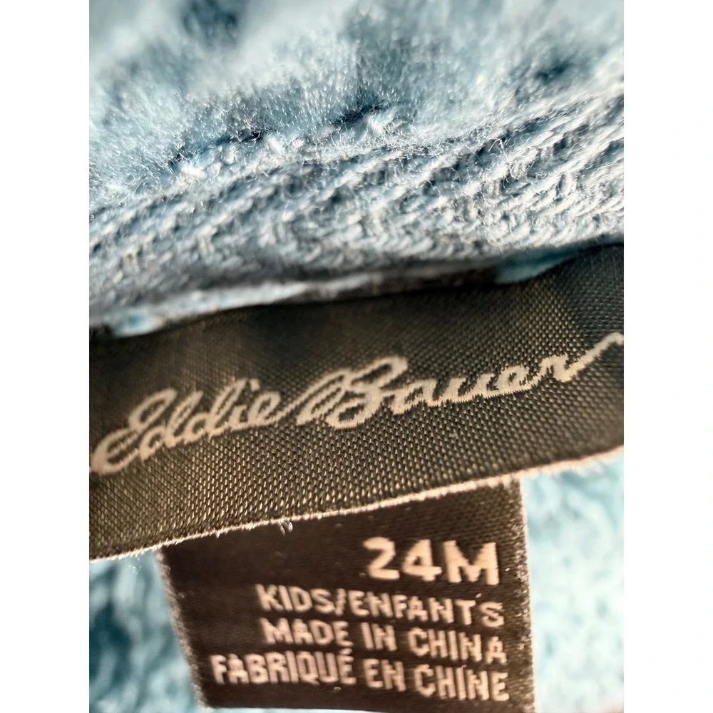 Eddie Bauer Kids Blue Sherpa Fleece Full Zip Hooded Jacket Bear Ears Size 12M